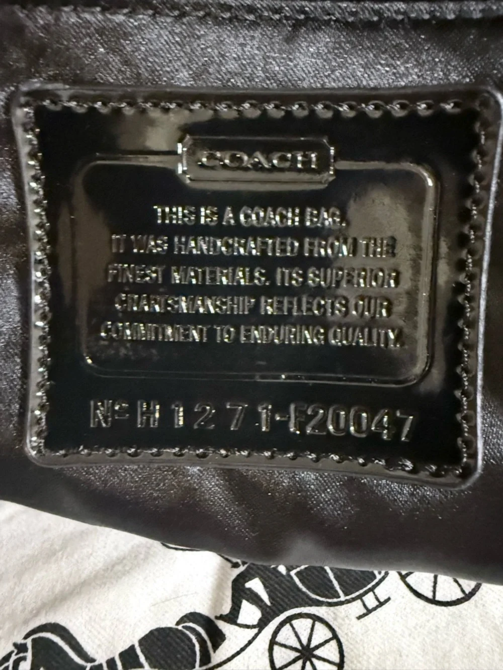 Coach Poppy Black Liquid Gloss Shoulder Bag w/ Glitter Tag & Dust Bag